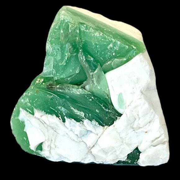 Green Milk Glass Layered Art Glass Cullet Glowing Manganese Slag Glass #5GX22 - Picture 2 of 7